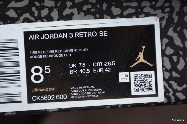 Cheap TBkick Cement Jordan 3 Air CK5692-600 Red 0824